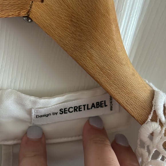 Secrete Label Designworks White Long Sleeve High Collared Lace Top Size Small - Picture 7 of 8